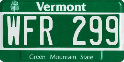 VT license plate WFR299