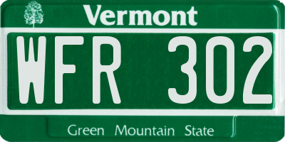 VT license plate WFR302