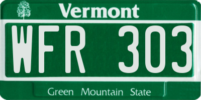 VT license plate WFR303