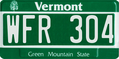VT license plate WFR304