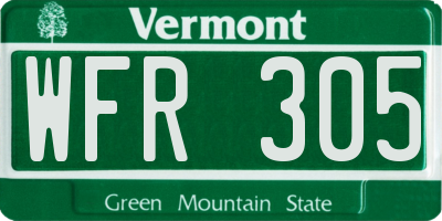 VT license plate WFR305