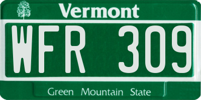 VT license plate WFR309