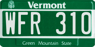 VT license plate WFR310
