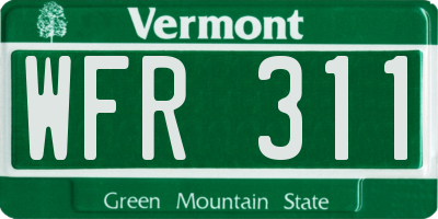 VT license plate WFR311