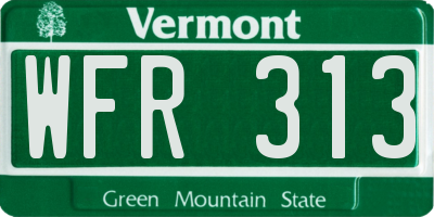 VT license plate WFR313