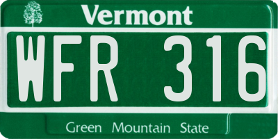 VT license plate WFR316