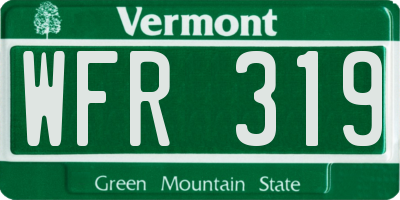VT license plate WFR319