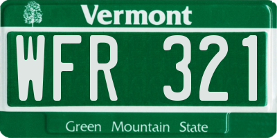 VT license plate WFR321