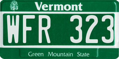 VT license plate WFR323