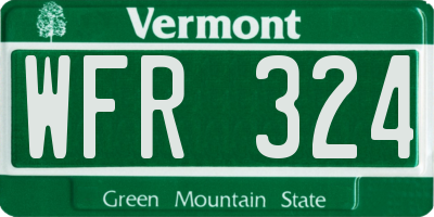VT license plate WFR324