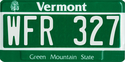 VT license plate WFR327