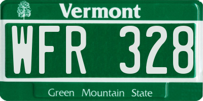 VT license plate WFR328