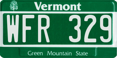 VT license plate WFR329
