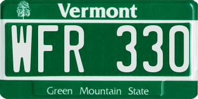 VT license plate WFR330