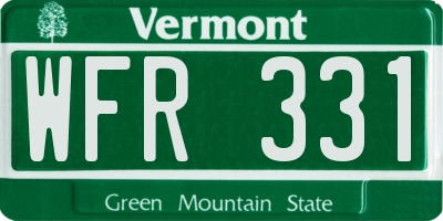 VT license plate WFR331
