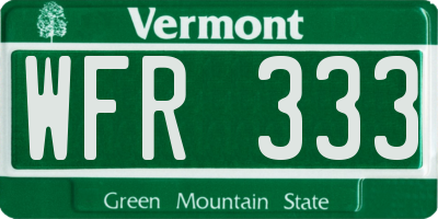 VT license plate WFR333