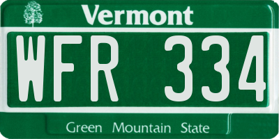 VT license plate WFR334