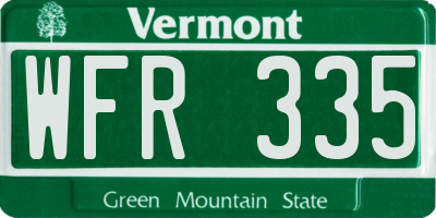 VT license plate WFR335