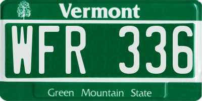 VT license plate WFR336
