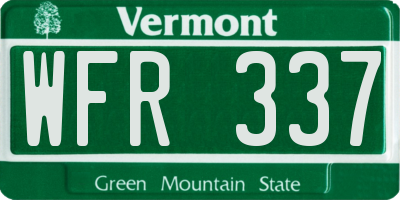 VT license plate WFR337