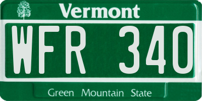 VT license plate WFR340