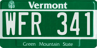 VT license plate WFR341