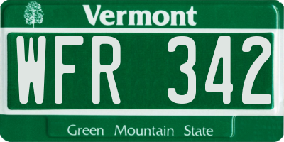 VT license plate WFR342