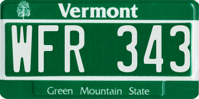 VT license plate WFR343