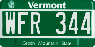 VT license plate WFR344