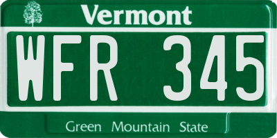 VT license plate WFR345