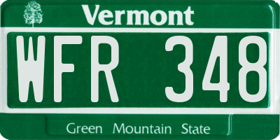 VT license plate WFR348