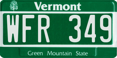 VT license plate WFR349
