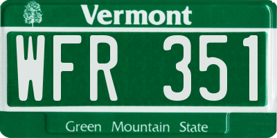 VT license plate WFR351