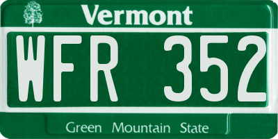 VT license plate WFR352