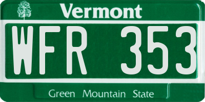 VT license plate WFR353