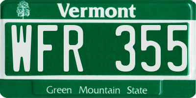 VT license plate WFR355