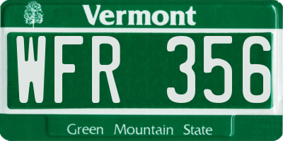 VT license plate WFR356