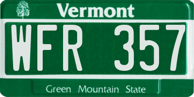 VT license plate WFR357