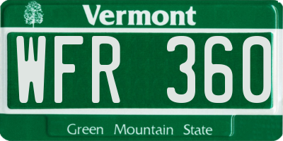 VT license plate WFR360