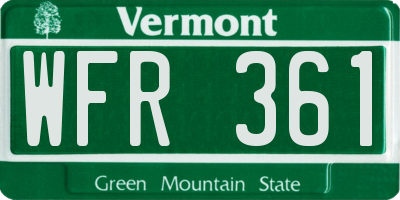VT license plate WFR361