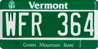 VT license plate WFR364