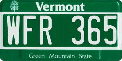 VT license plate WFR365