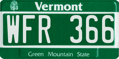 VT license plate WFR366