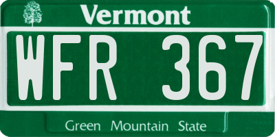 VT license plate WFR367