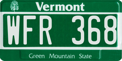 VT license plate WFR368