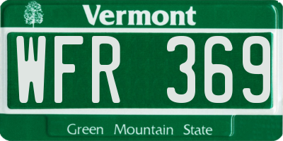 VT license plate WFR369