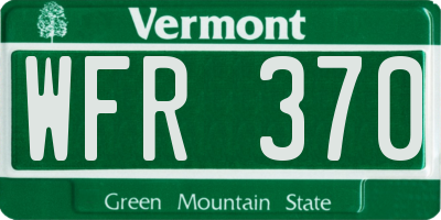 VT license plate WFR370