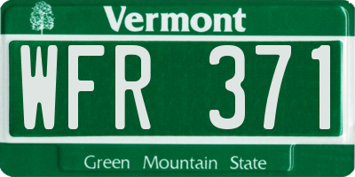 VT license plate WFR371