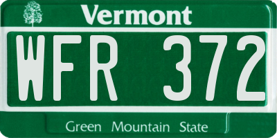 VT license plate WFR372