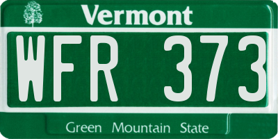 VT license plate WFR373